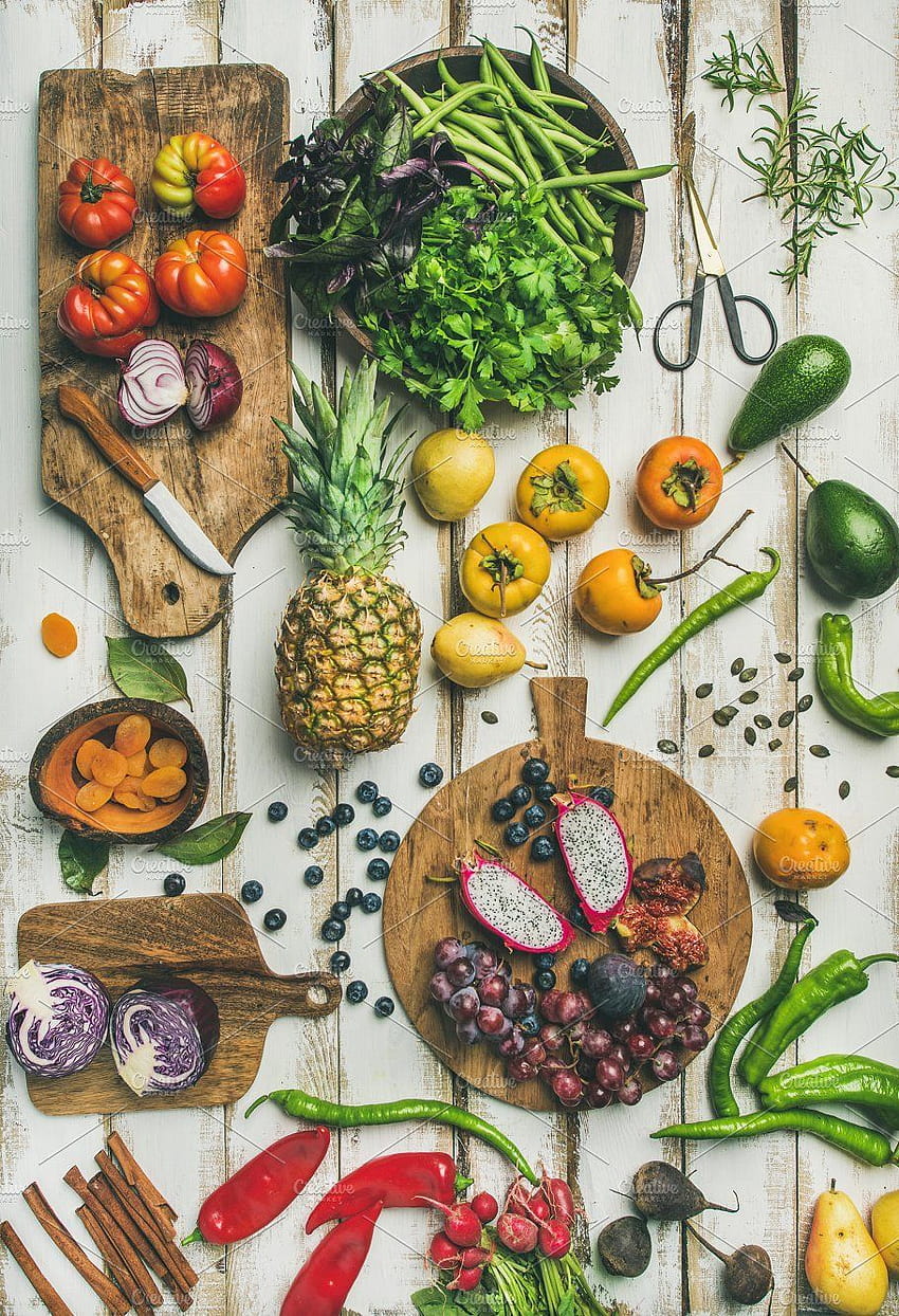 Arrière-plans de cuisine d'aliments sains, aliments végétaliens Fond d'écran de téléphone HD