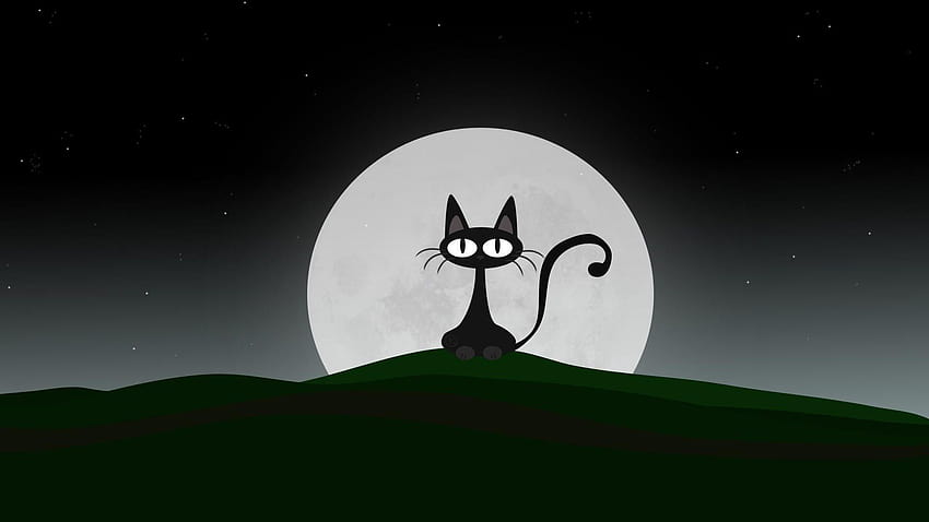 Dibujos animados de gato negro, gatos de primavera de dibujos animados fondo de pantalla