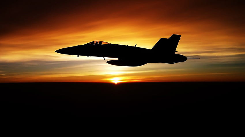 Savaş uçağı gün batımı, gün batımında jet HD duvar kağıdı