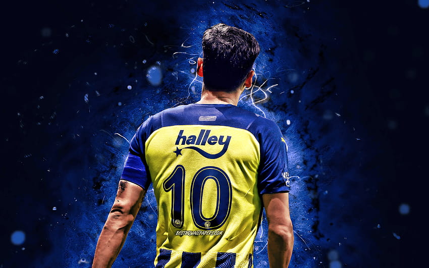 Mesut Ozil, tampilan belakang, Fenerbahce FC, Turkish Super Lig, pesepakbola jerman, sepak bola, lampu neon biru, Fenerbahce SK, Mesut Ozil Fenerbahce, Mesut Ozil dengan resolusi 3840x2400. Tinggi Wallpaper HD