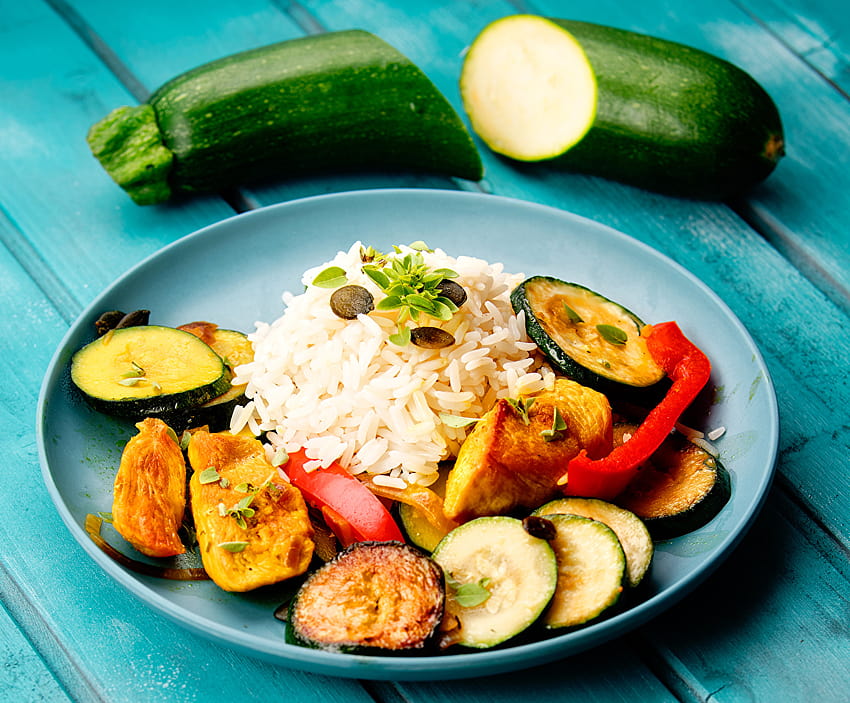Rice Zucchini Food Plate Vegetables The second HD wallpaper