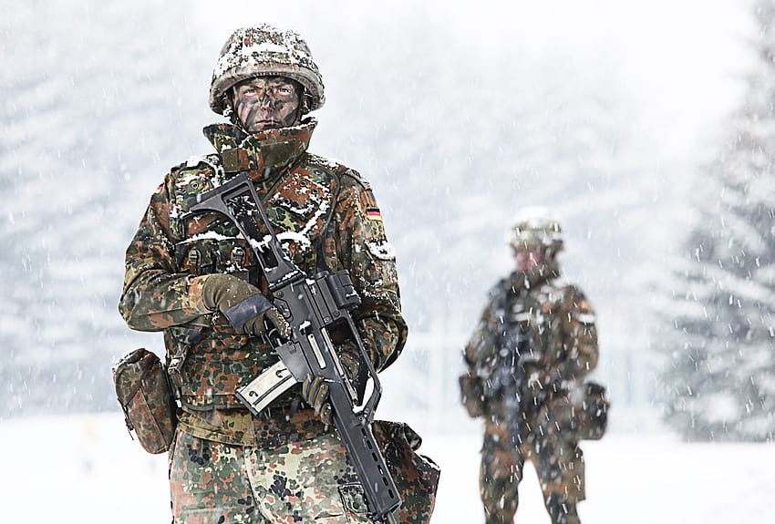 fucili, soldati, inverno, neve, pistole, militari, guerra, armi, esercito tedesco Sfondo HD
