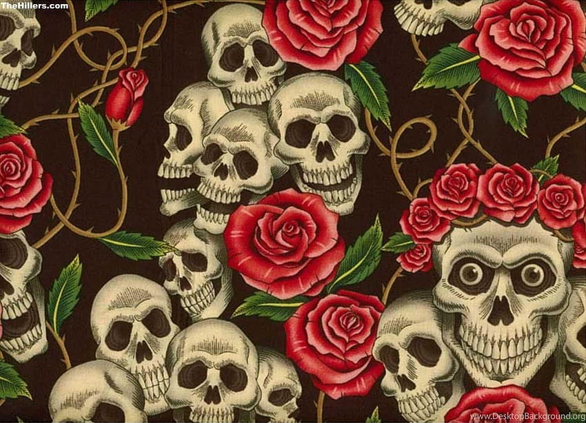 Calaveras y rosas, calaveras rosas fondo de pantalla | Pxfuel