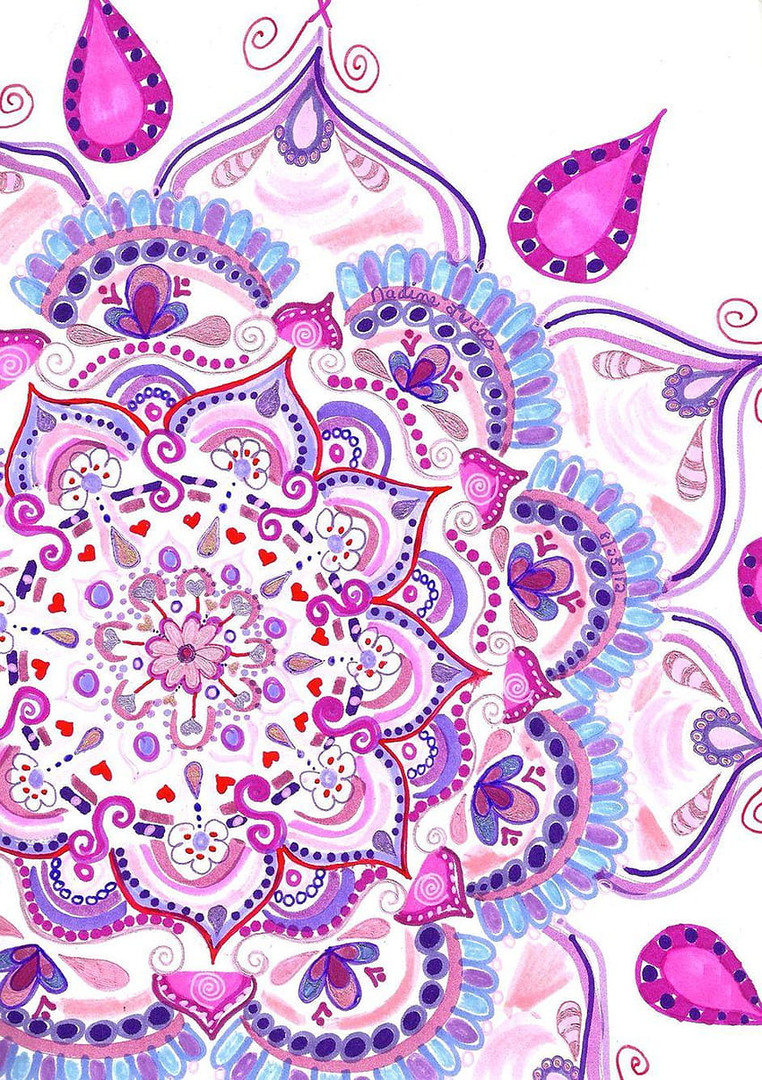 Pink and purple mandala geometric iPhone, background doodle tumblr HD phone wallpaper