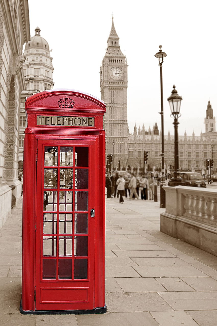 Cabina telefónica roja británica en Londres fondo de pantalla del teléfono