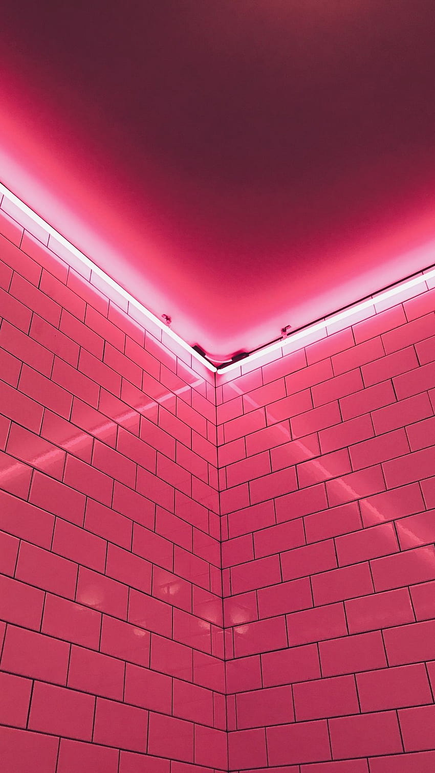 Parede, luz, rosa, neon, design de tijolo neon em rosa Papel de parede de celular HD