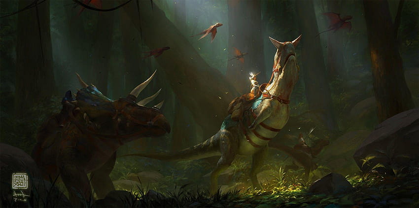 : fantasy art, dragon, Ark Survival Evolved, jungle HD wallpaper