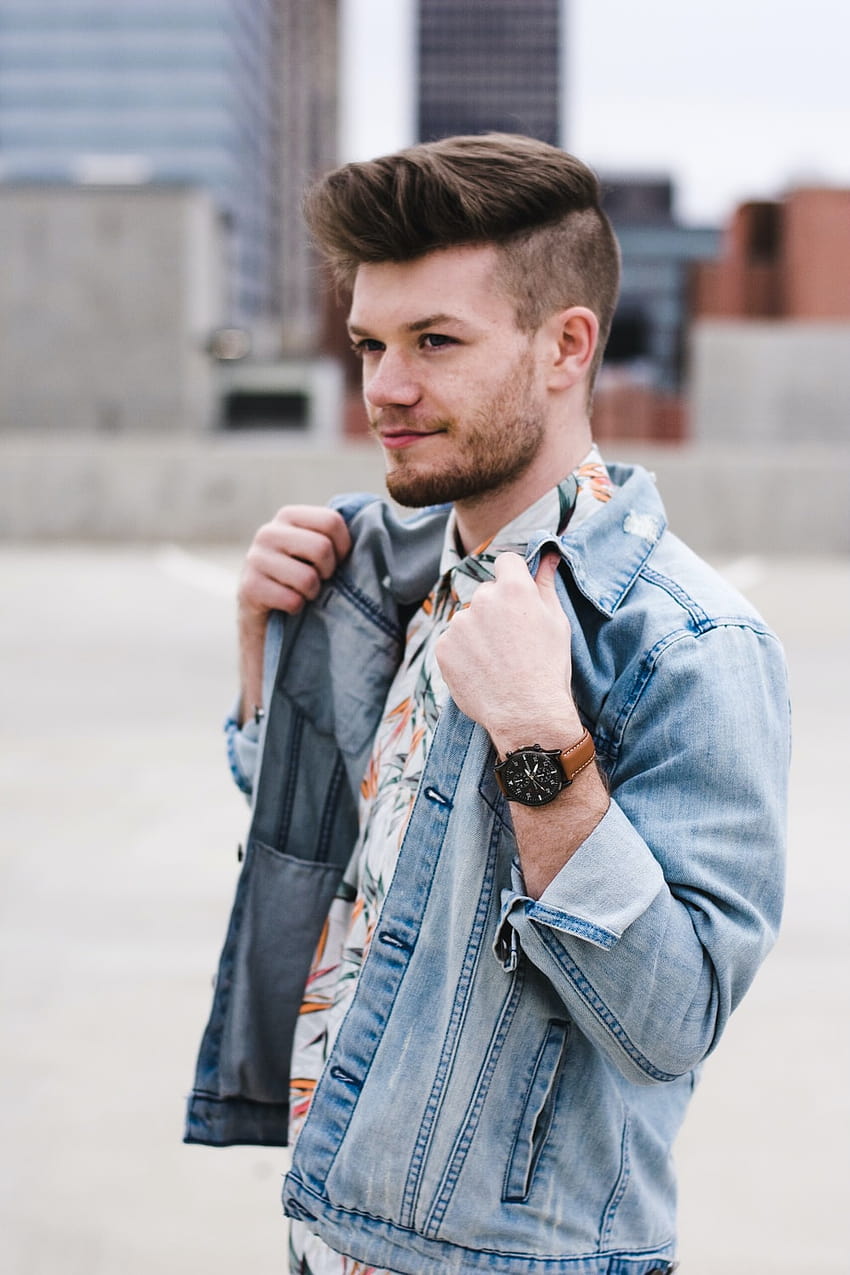 man modeling denim jacket – Portrait, men clothes HD phone wallpaper