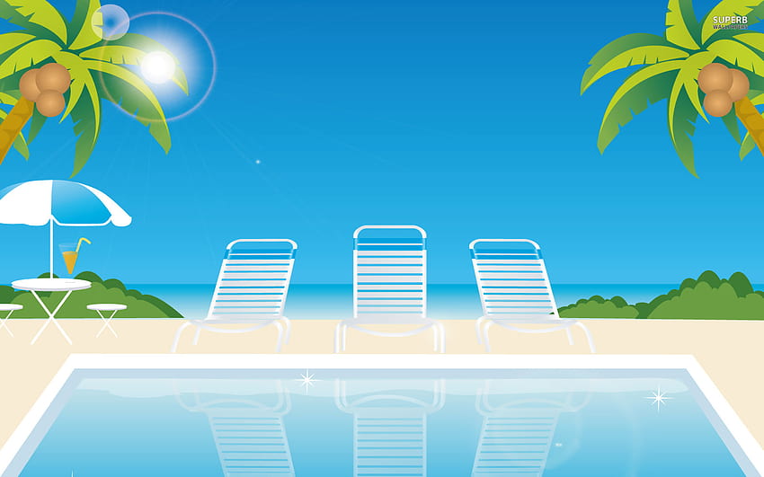 Cartoon beach and pool HD wallpaper | Pxfuel