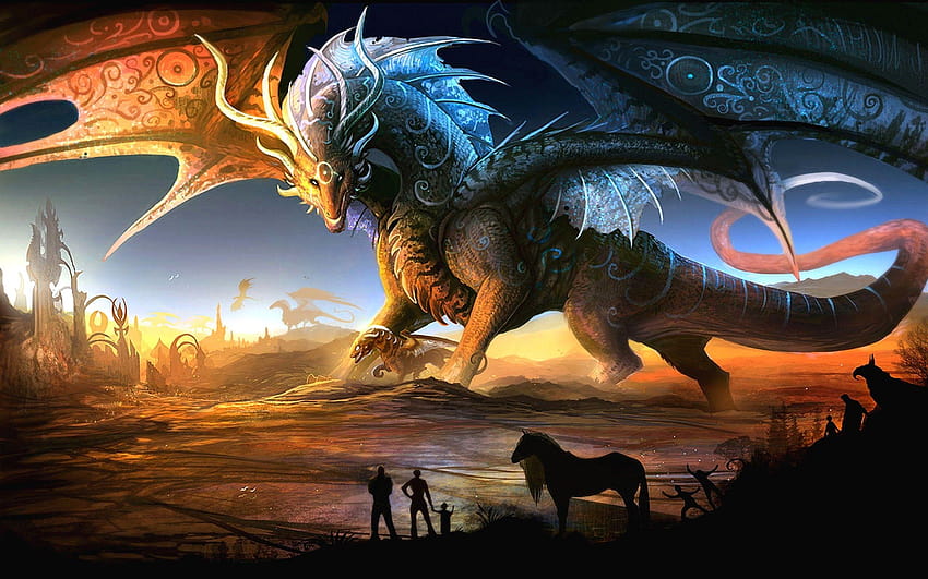 Dreamy Fantasy Giant Dragon, Instagram, arte de fantasia de dragão papel de parede HD