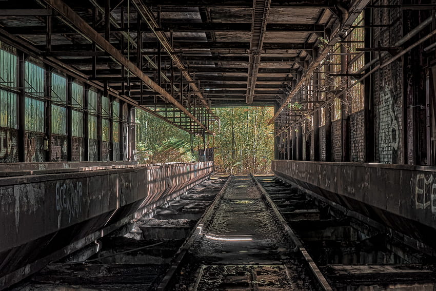 : abandoned train station, lost places, pfor , old factory HD wallpaper