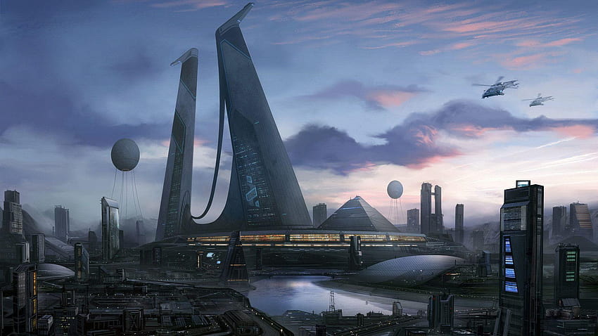 Fantasy Future City 27410 HD wallpaper
