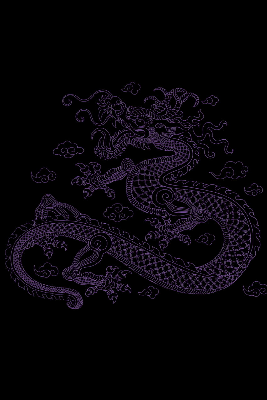 Grunge T estético do dragão chinês roxo, estética do dragão chinês escuro Papel de parede de celular HD