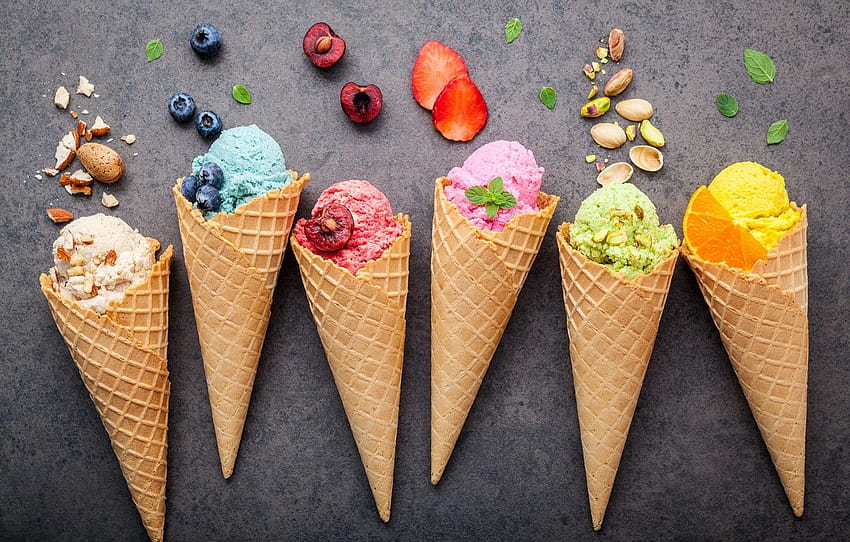 berries, colorful, ice cream ...goodfon, ice cream cone HD wallpaper