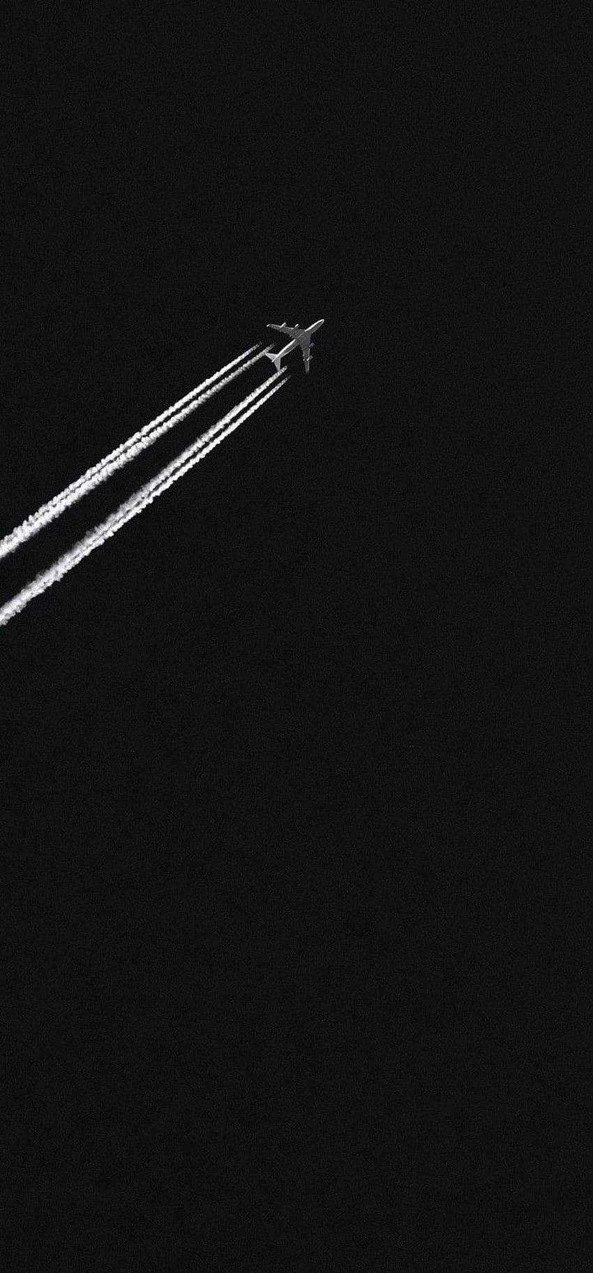 Flugzeugspur Dunkler Himmel, weißes Flugzeug HD-Handy-Hintergrundbild