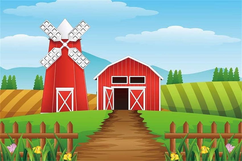Amazoncom Yeele 7x5ft graphy Backgrounds Cartoon Farm Barn [1100x731] na Twój telefon komórkowy i tablet Tapeta HD