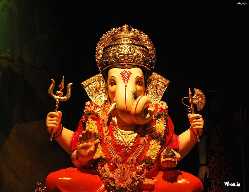 Estátua de Lord Ganesha com fundos escuros, ganpati preto papel de parede HD