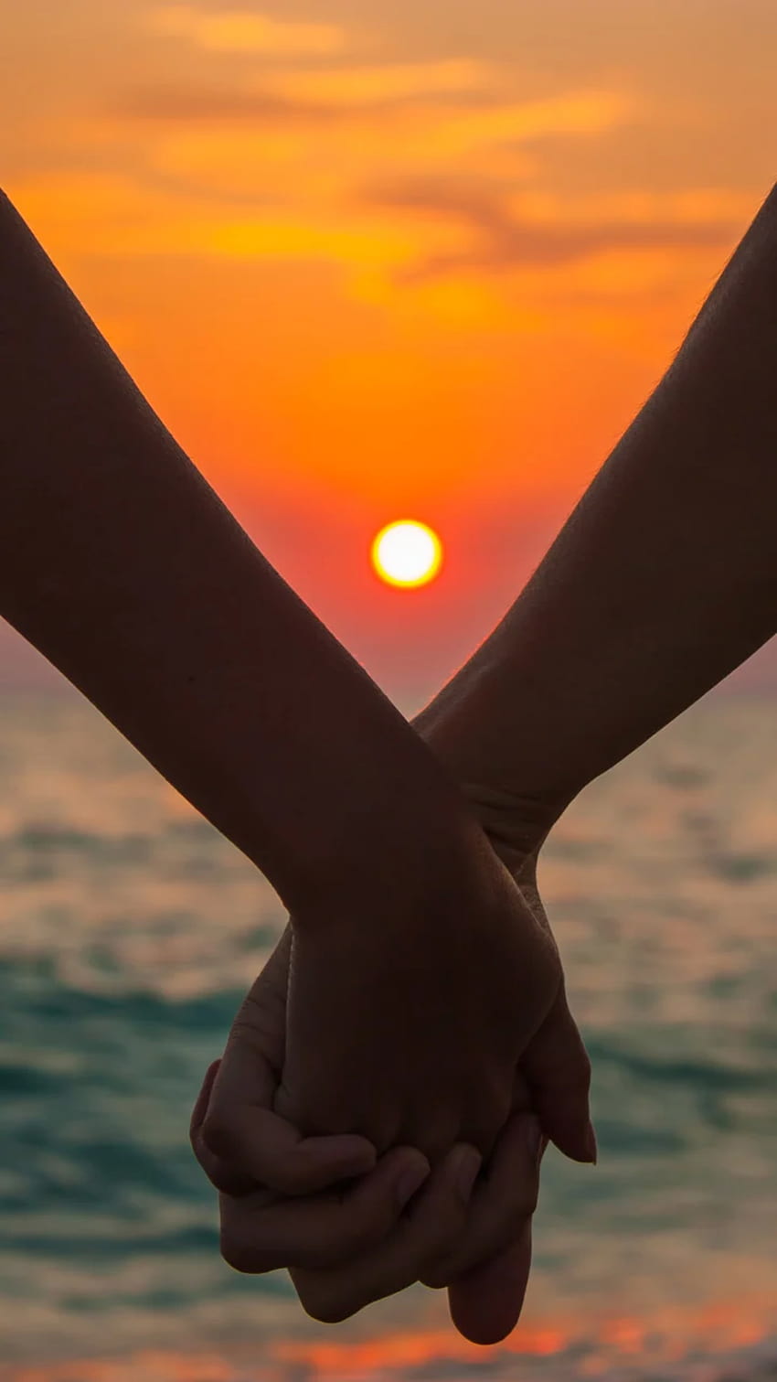 Matahari terbenam, Alam, Laut, Cinta, Tangan, pasangan berpegangan tangan wallpaper ponsel HD