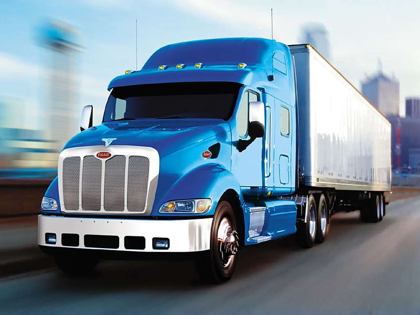 Camion bleu, camion porte-conteneurs Fond d'écran HD