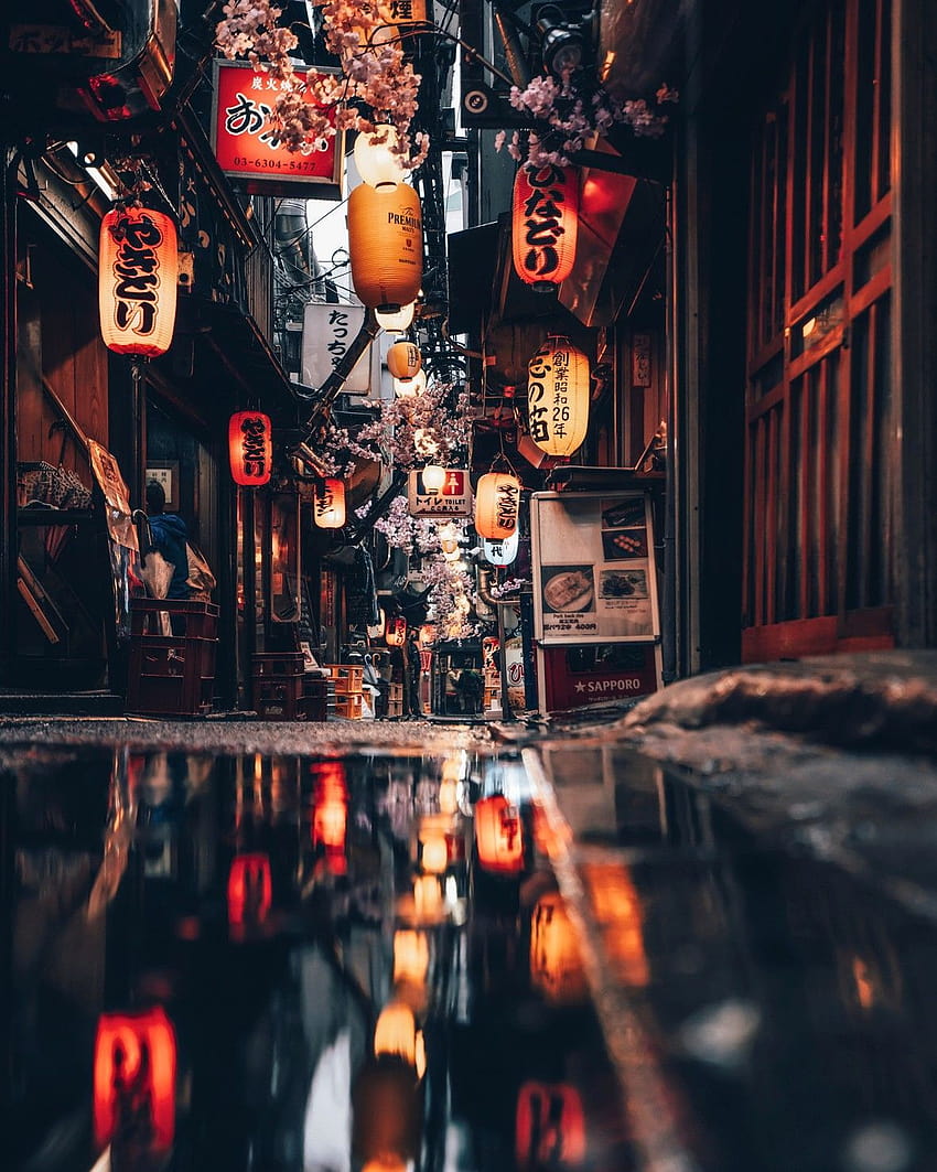 Tokio an einem regnerischen Tag, ästhetisches japanisches Telefon HD-Handy-Hintergrundbild