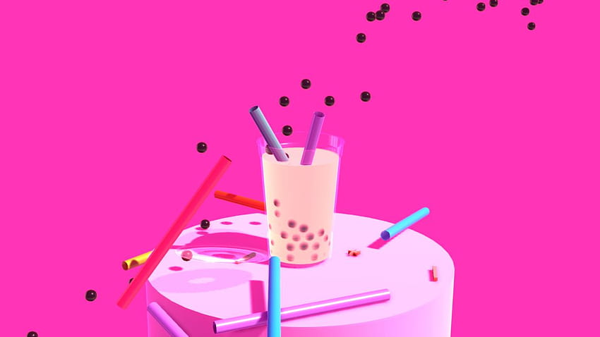 L'anime et le thé à bulles ont inspiré cette simulation de physique alimentaire, l'anime boba Fond d'écran HD