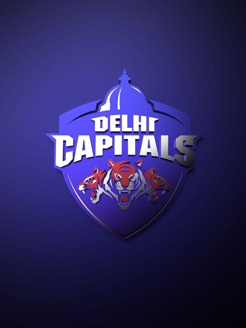 Delhi Capitals IPL poster con logo metallico dipinto, logo delle capitali delhi Sfondo del telefono HD