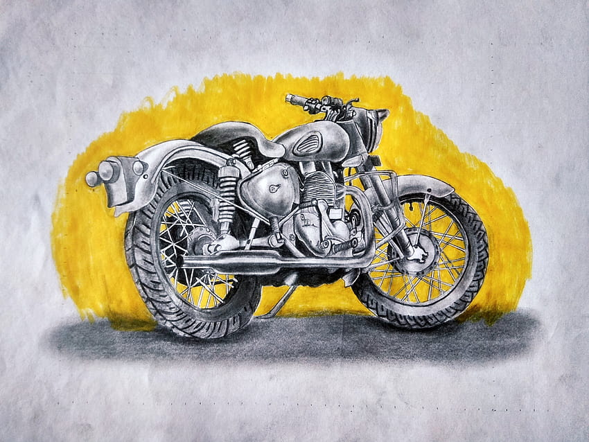 Bike Drawing, Pencil, Sketch, Colorful, Realistic Art HD wallpaper