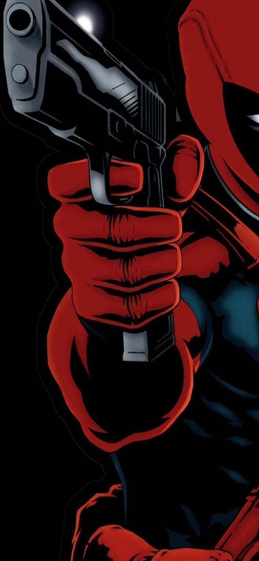 Deadpool Gun Barrel 4a Пробивна дупка: Pixel4a HD тапет за телефон