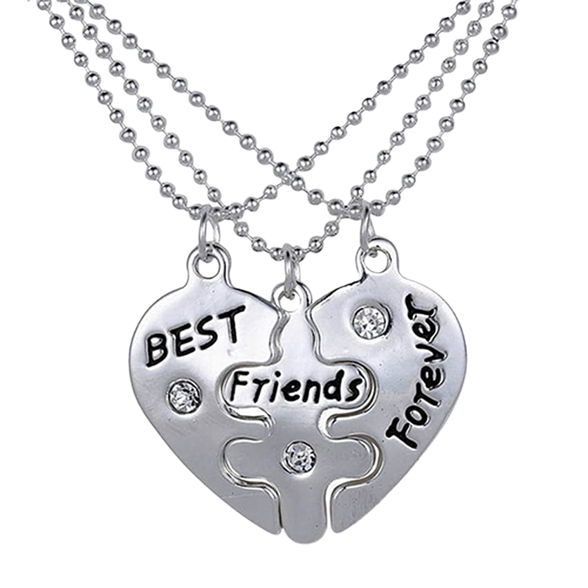 Yozumd Necklace3pcs Broken Heart Shape Carved Letters Best Friends Forever Chain Set For Dating 