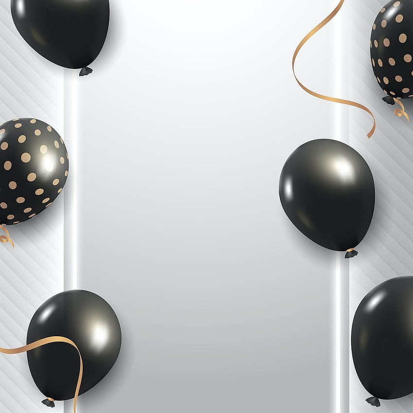 Banner de balões de festa preto metálico vectorrawpixel, balões estéticos Papel de parede de celular HD