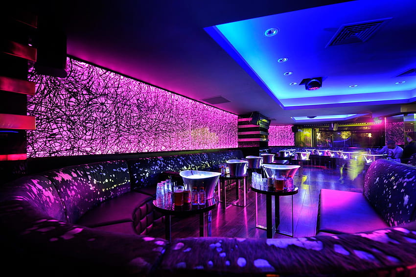 Wonderful Neon Lights In A Night Club Lounge, party club HD wallpaper