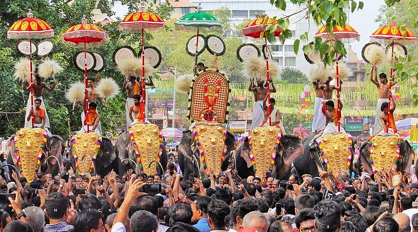 Thrissur Pooram: Da das Tempelfest in Kerala aufgrund von COVID abgesagt wird HD-Hintergrundbild