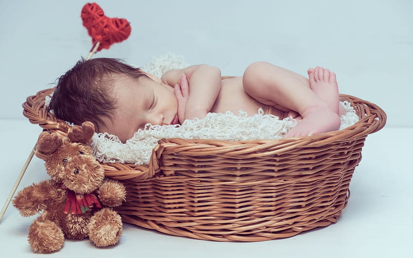 Neugeborenes Baby, Korb, Kind, Kind, niedlich, Hintergrund, 1163d7 HD-Hintergrundbild