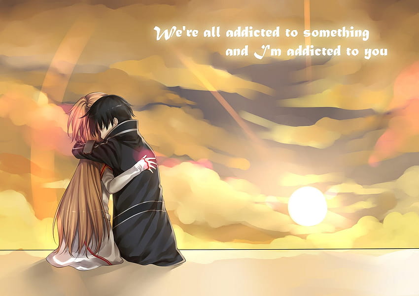 Anime Hug, crying couple hug anime HD wallpaper