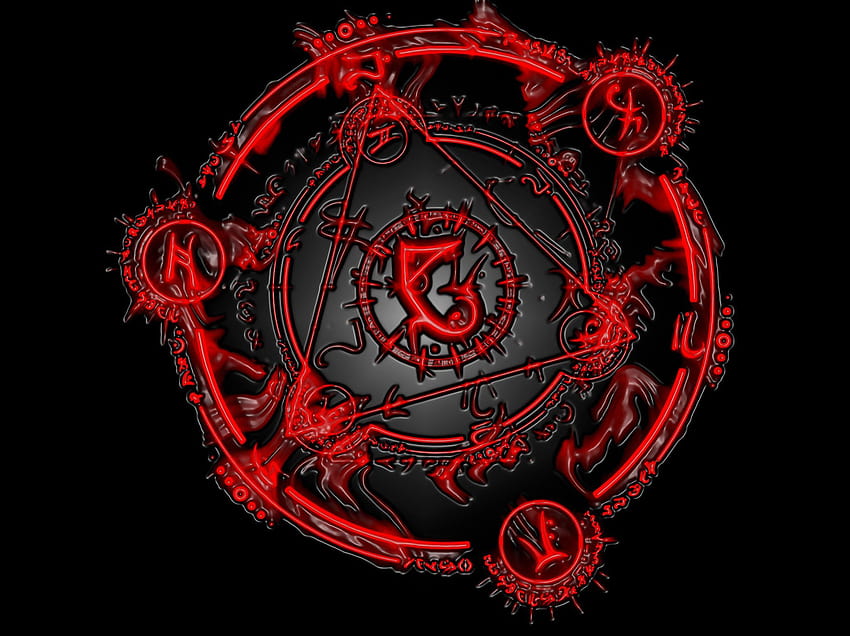 Magiczny krąg, czarne i czerwone kółko Tapeta HD