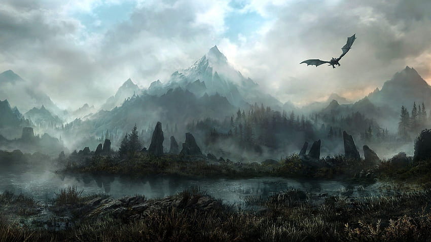 Montagne nebbiose Tolkien, montagna solitaria Sfondo HD