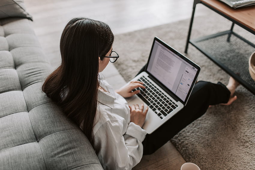 Woman Working At Home Using Her Laptop · Stock, laptop women HD wallpaper
