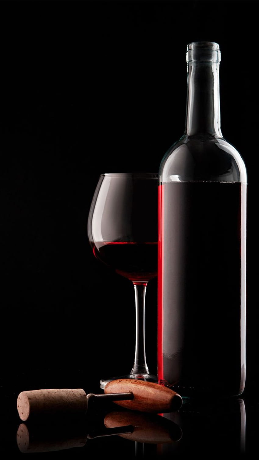 Szklana Butelka Czerwonego Wina I Korkociąg, Picie Wino Tapeta na telefon HD