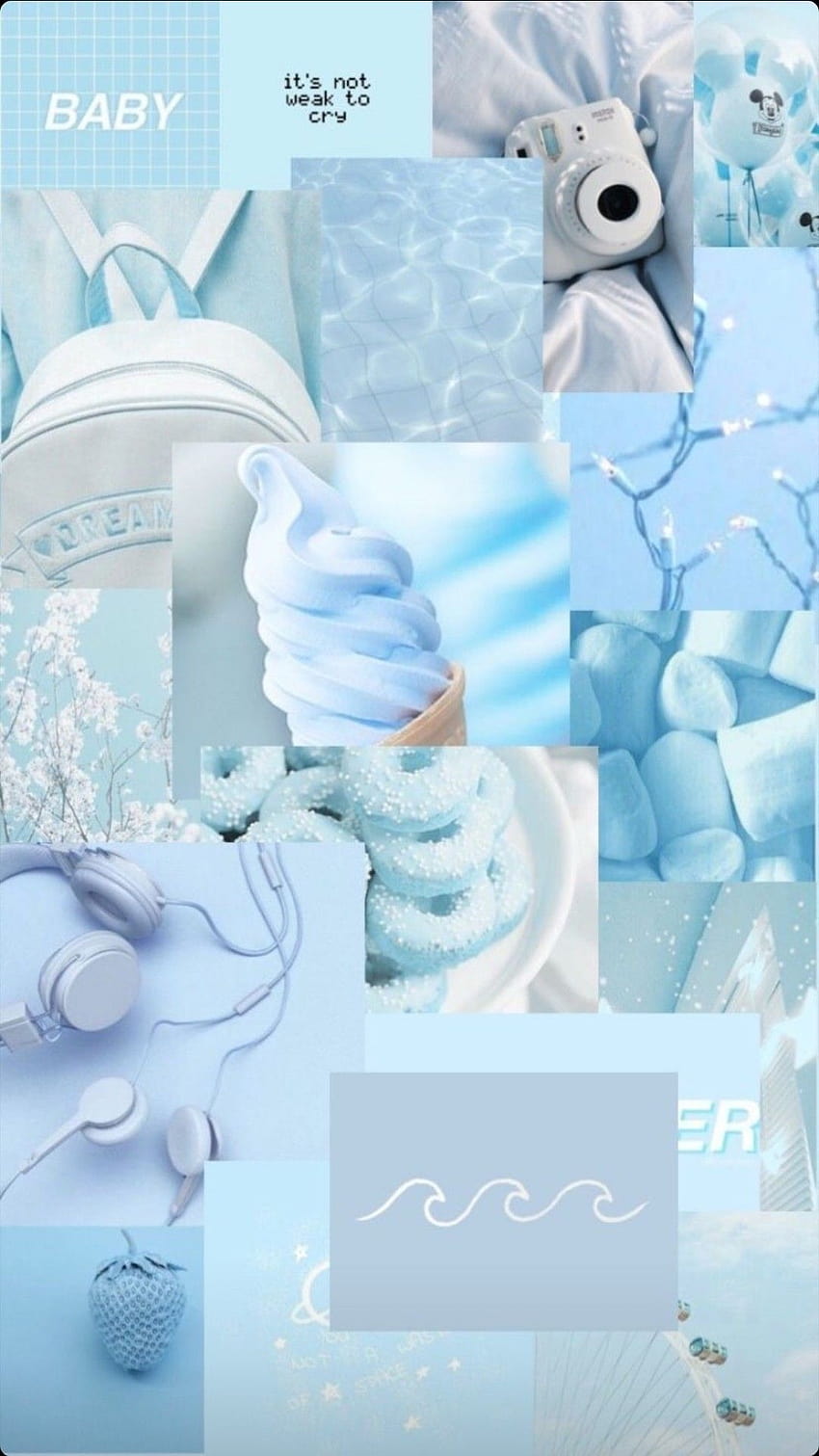 Estética azul en 2020, estética azul vintage pastel fondo de pantalla del teléfono