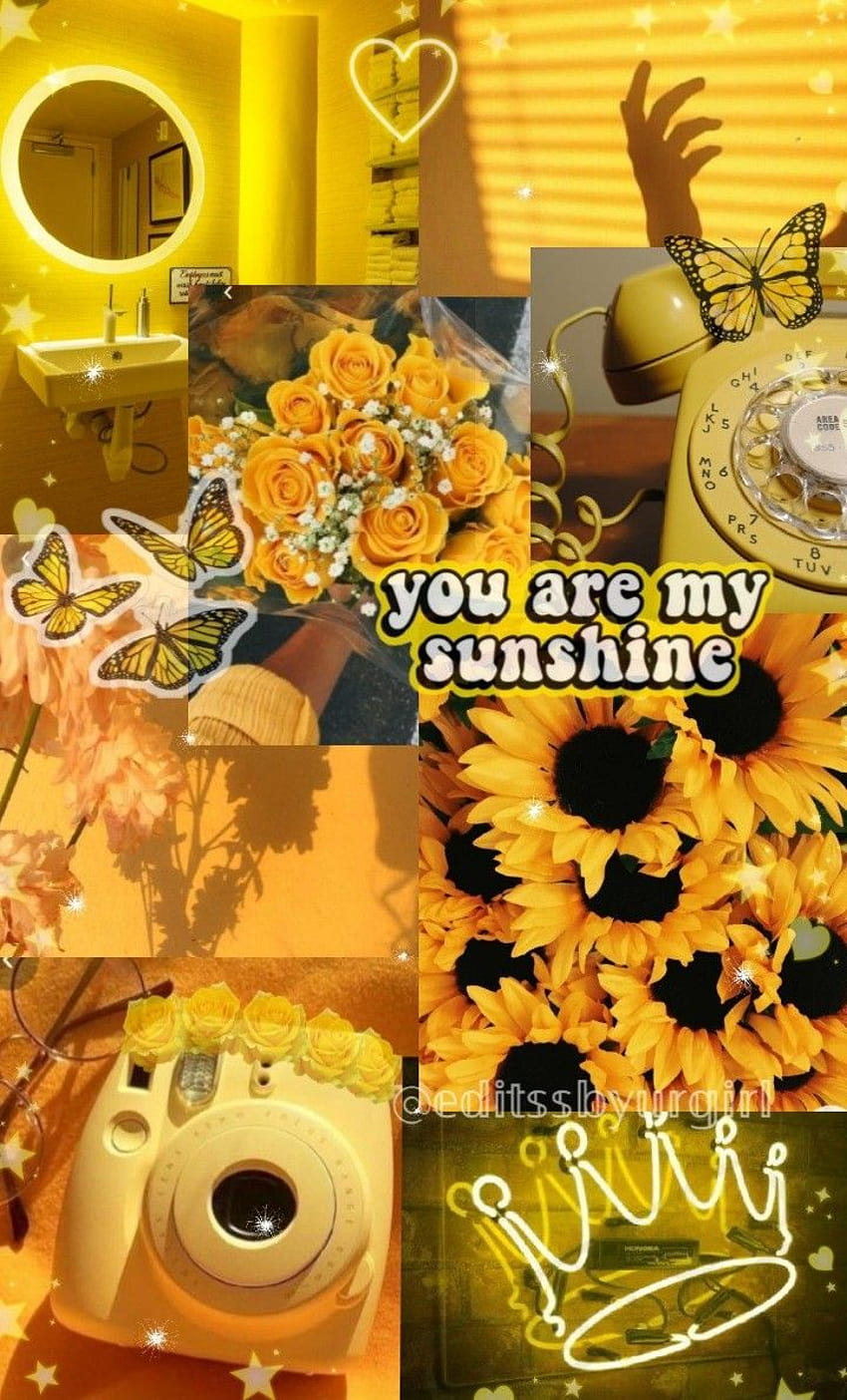 Yellow asthetic, sunflower collage HD phone wallpaper | Pxfuel