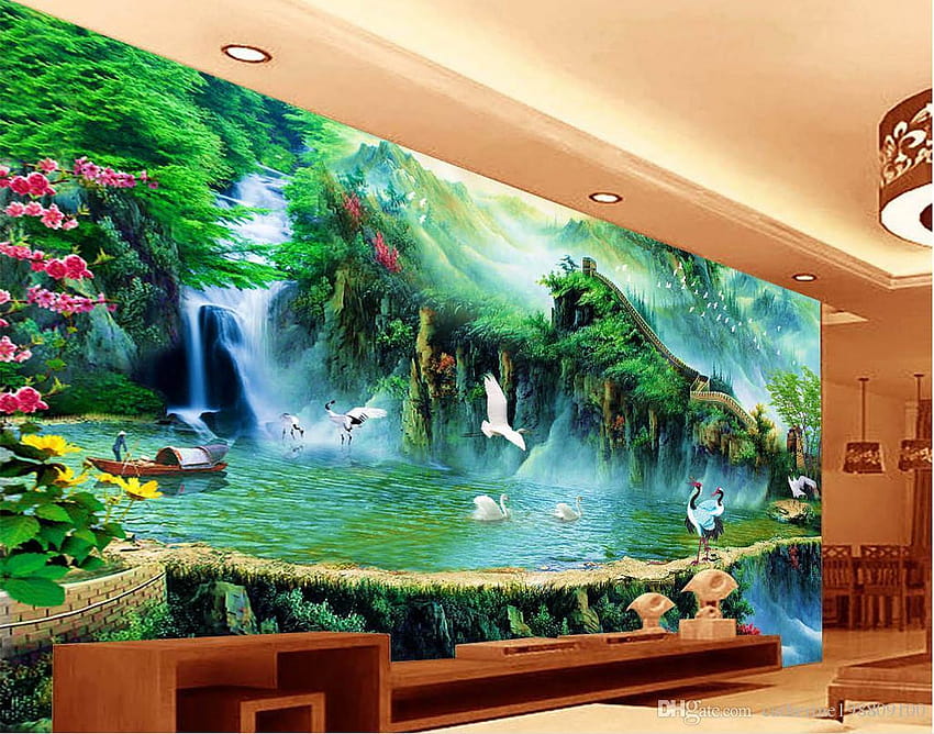 Chinese Wind Fairyland Great Wall Tv Wall Mural 3d 3d Wall HD wallpaper