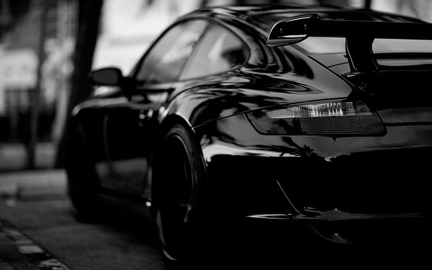 Porsche 911 negro en escala de grises, Porsche, Porsche 911 GT3 RS, logotipo de graphy rs fondo de pantalla