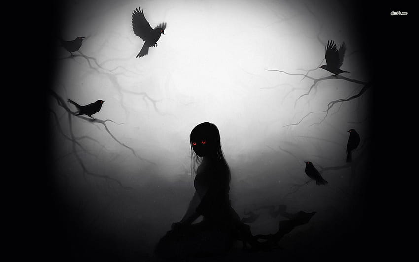 Silhouette of a red eyed girl, women silhouette black HD wallpaper