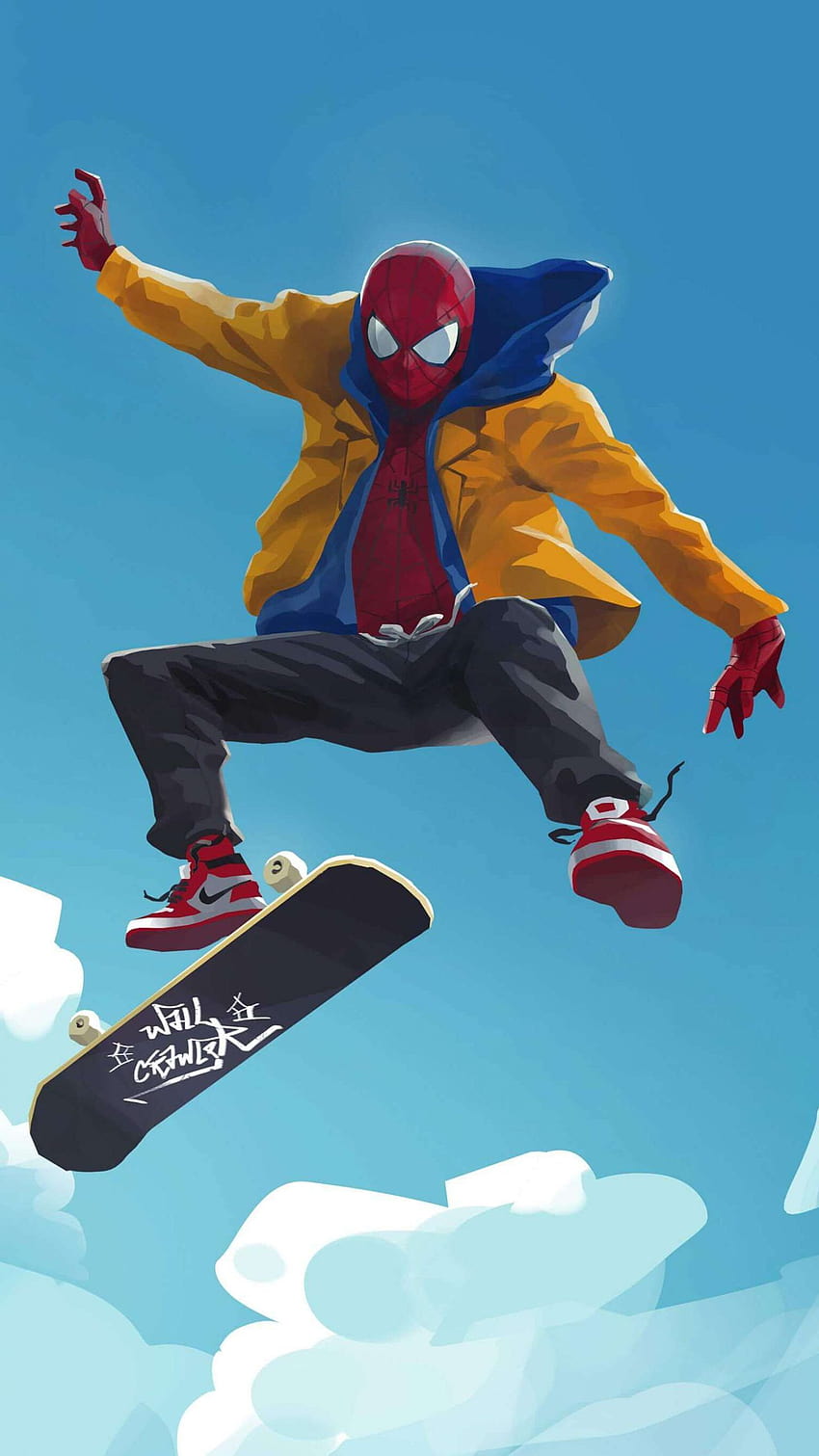 SpiderMan Skateboarding, готин скейтборд HD тапет за телефон