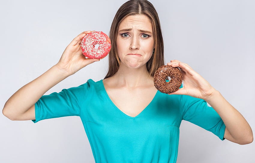 Woman, Donuts, Diet, Sad Face, women diet HD wallpaper