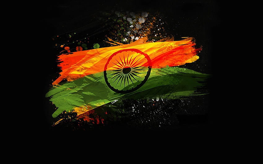 Bendera India dengan latar belakang hitam India, bendera India dengan latar belakang hitam Wallpaper HD
