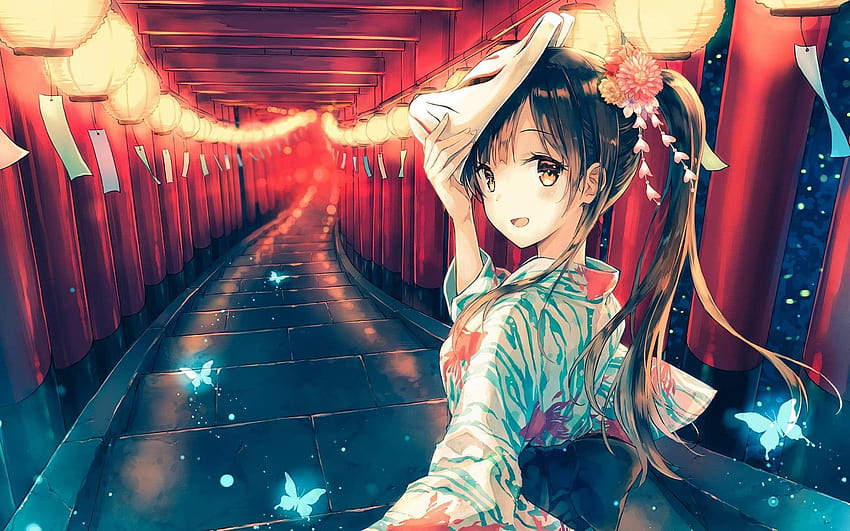 Kimono Anime Girl Of Anime Kimono Wallpaper HD