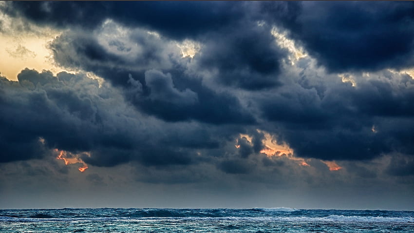 嵐 天気 雨 空 雲 自然 海 海、雨雲 高画質の壁紙