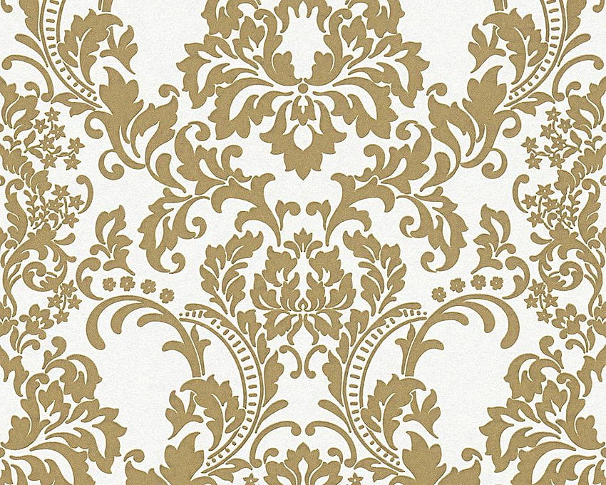 Pigmen Kertas Arsitek emas putih barok yang dapat dicat, putih dan emas Wallpaper HD