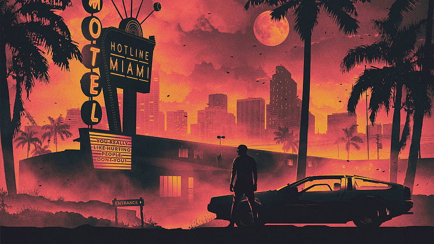 Hotlime Miami Poster altes Auto Retro-Stil Palmen …, Poster Retro HD-Hintergrundbild